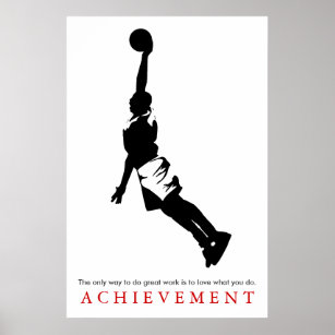 Schwarz-weißes Erreichen Motivierend Basketball Poster