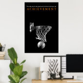 Schwarz-weißes Erreichen Motivierend Basketball Poster (Heimbüro)