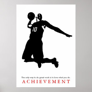 Schwarz-weißes Erreichen Motivierend Basketball Poster