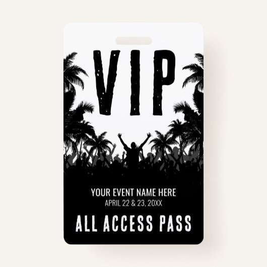 Schwarz-weißes Event-VIP Ausweis (Vorderseite)