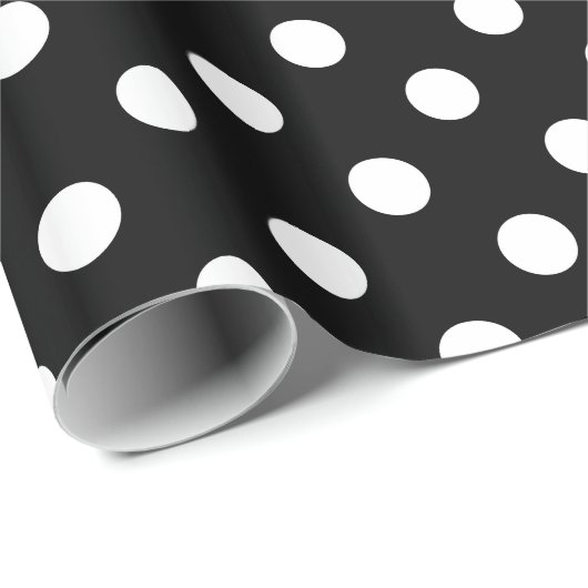 Schwarz-weißes Extra Large Polka Dot Muster Geschenkpapier (Rolleneckpunkt)