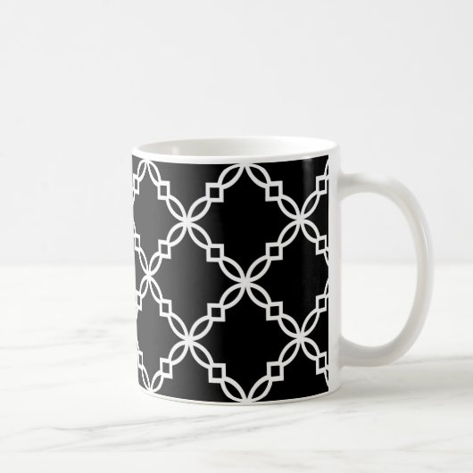Schwarz-weißes Extravagantes Quatrefolienmuster Kaffeetasse (Rechts)