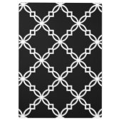 Schwarz-weißes Extravagantes Quatrefolienmuster Klemmbrett (Rückseite)