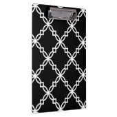 Schwarz-weißes Extravagantes Quatrefolienmuster Klemmbrett (Rechts)