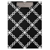 Schwarz-weißes Extravagantes Quatrefolienmuster Klemmbrett (Vorderseite)