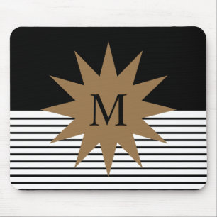Schwarz-weißes Farbfeld & braune Sonne Mousepad