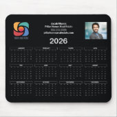 Schwarz-weißes Firmenlogo 2026 Kalender Mousepad (Vorne)