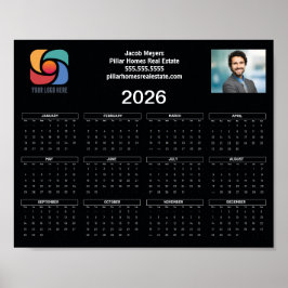 Schwarz-weißes Firmenlogo 2026 Kalender Poster