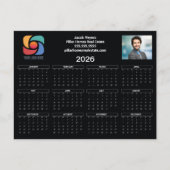 Schwarz-weißes Firmenlogo 2026 Kalender Postkarte (Vorderseite)