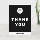 Schwarz-weißes Firmenlogo Fettdruck Dankeskarte (Vorderseite)