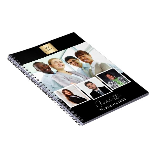 Schwarz-weißes Firmenlogo Foto Notizblock (Rechte Seite)