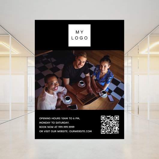 Schwarz-weißes Firmenlogo Foto: QR-Code willkommen Poster