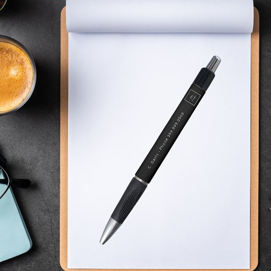 Schwarz-weißes Firmenlogo Kugelschreiber