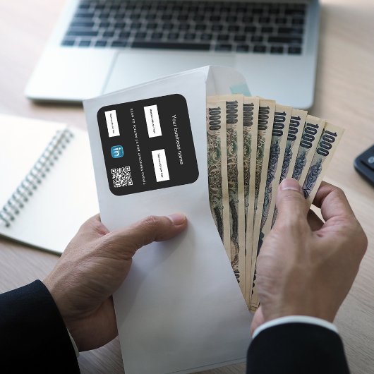 Schwarz-weißes Firmenlogo QN-Code-Verknüpfung Quadratischer Aufkleber