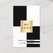 Schwarz-weißes Firmenlogo QR-Code beruflich Visitenkarte (Vorderseite)