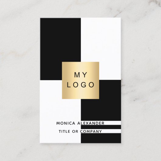 Schwarz-weißes Firmenlogo QR-Code beruflich Visitenkarte (Vorderseite)