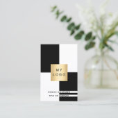 Schwarz-weißes Firmenlogo QR-Code beruflich Visitenkarte (Stehend Vorderseite)