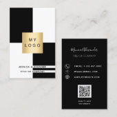 Schwarz-weißes Firmenlogo QR-Code beruflich Visitenkarte (Vorne/Hinten)