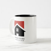 Schwarz-weißes Firmenlogo + QR-Code Werbung Zweifarbige Tasse (Vorderseite Links)