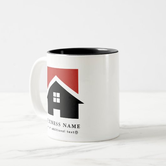 Schwarz-weißes Firmenlogo + QR-Code Werbung Zweifarbige Tasse (Vorderseite Links)