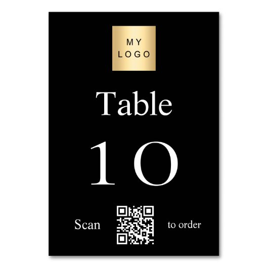 Schwarz-weißes Firmenlogo QR-Tischnummer Tischnummer (Rückseite)