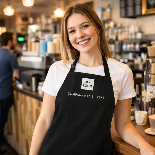 Schwarz-weißes Firmenlogo Schürze