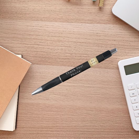 Schwarz-weißes Firmenlogo Vielen Dank Kugelschreiber