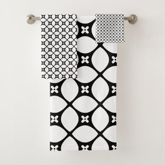 Schwarz-weißes Flake-Muster Badhandtuch Set (Insitu)