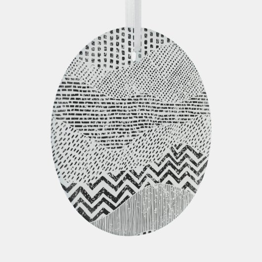 Schwarz-weißes Flechtwerk Ornament Aus Glas (Vorderseite Rechts)