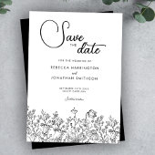 Schwarz-weißes florales Elegante Hochzeit Save the Save The Date
