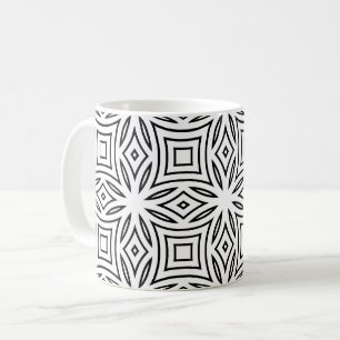 Schwarz-weißes florales geometrisches Muster Kaffeetasse
