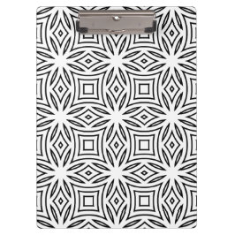 Schwarz-weißes florales geometrisches Muster Klemmbrett