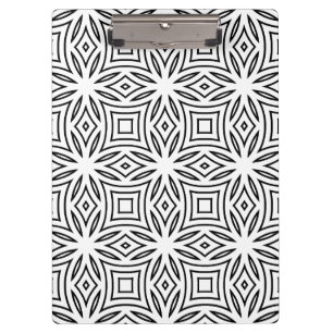 Schwarz-weißes florales geometrisches Muster Klemmbrett