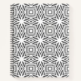 Schwarz-weißes florales geometrisches Muster Notizblock