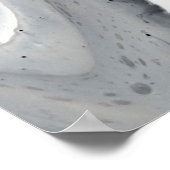 Schwarz-weißes Fluid Abstrakt Grau Silber Poster (Ecke)