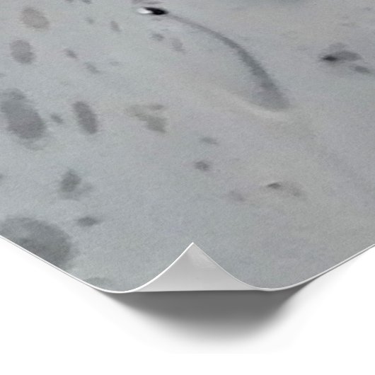 Schwarz-weißes Fluid Abstrakt Grau Silber Poster (Ecke)