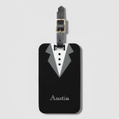 Schwarz-weißes formales Tuxedo Personalisiert Gepäckanhänger (Vorderseite Vertikal)