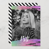 Schwarz-weißes Foto 18. Geburtstag Einladung (Vorne/Hinten)