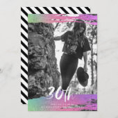 Schwarz-weißes Foto 30. Geburtstag Einladung (Vorne/Hinten)