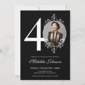 Schwarz-weißes Foto 40. Geburtstag Einladung (Vorderseite)