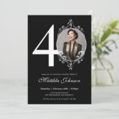 Schwarz-weißes Foto 40. Geburtstag Einladung (Stehend Vorderseite)