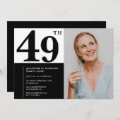 Schwarz-weißes Foto 49. Geburtstag Einladungen (Vorne/Hinten)
