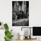 Schwarz-weißes Foto Bären Moderne Rustikale Kabine Poster (Heimbüro)
