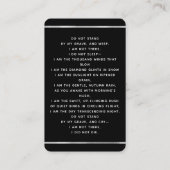 Schwarz-weißes Foto Beerdigungskarte Visitenkarte (Rückseite)