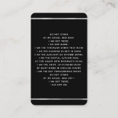 Schwarz-weißes Foto Beerdigungskarte Visitenkarte (Rückseite)