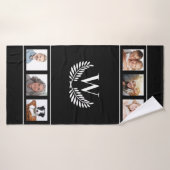 Schwarz-weißes Foto Collage Monogramm erste klassi Badehandtuch (Badehandtuch)