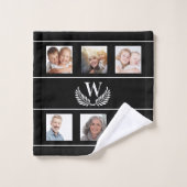 Schwarz-weißes Foto Collage Monogramm erste klassi Badhandtuch Set (Waschlappen)