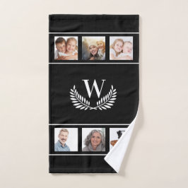 Schwarz-weißes Foto Collage Monogramm erste klassi Handtuch