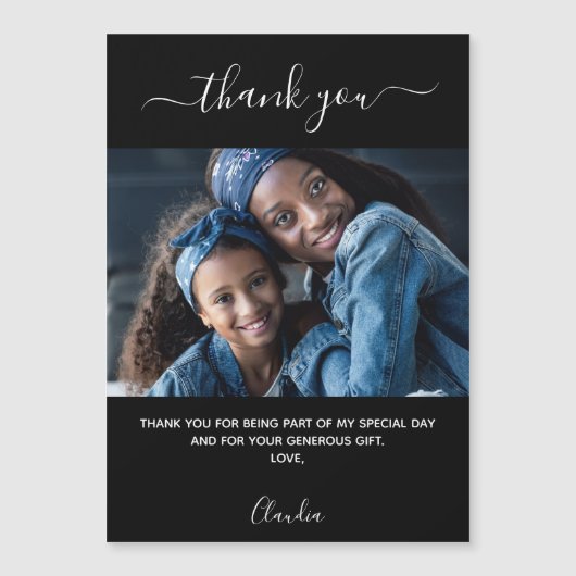 Schwarz-weißes Foto danke Magnet (Vorderseite)