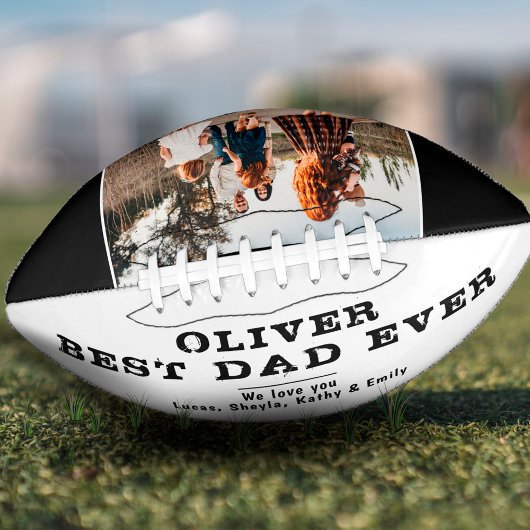 Schwarz-weißes Foto der besten Vater Football